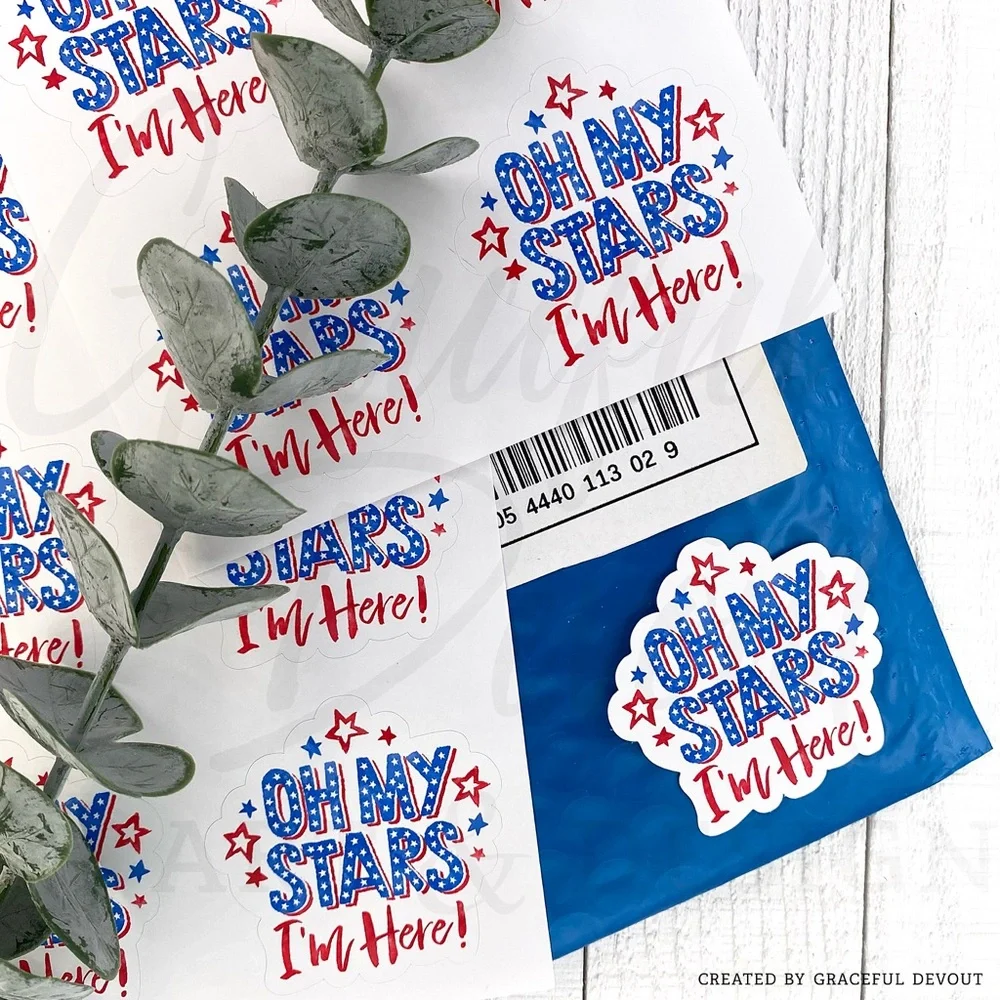 Oh My Stars I’m Here! - 2" (inches) Sticker (48ct.)  [GD77-48] - Picture 3 of 5